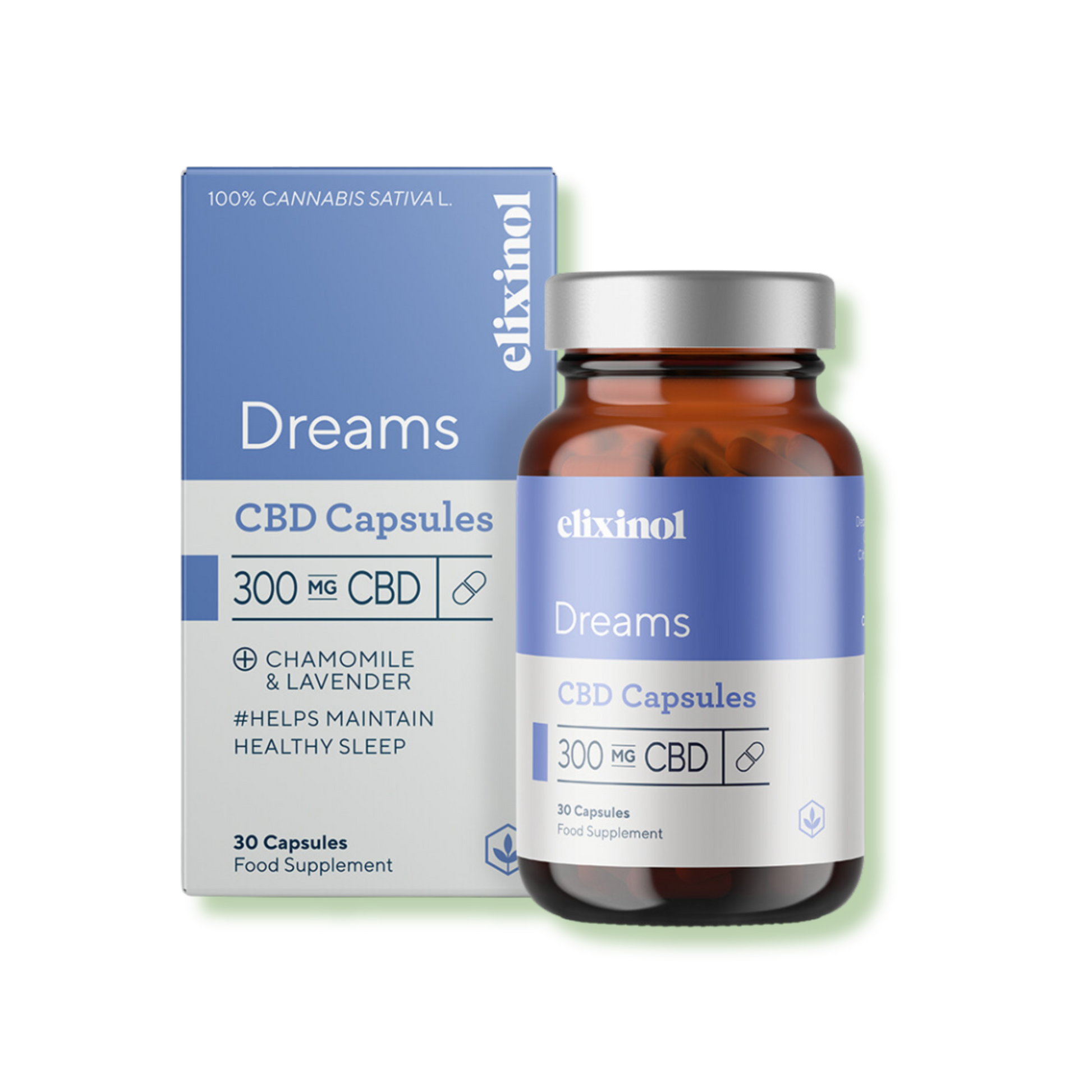 Elixinol Wellness Supplements Dreams Sleep CBD Capsules with Lavender and chammomile