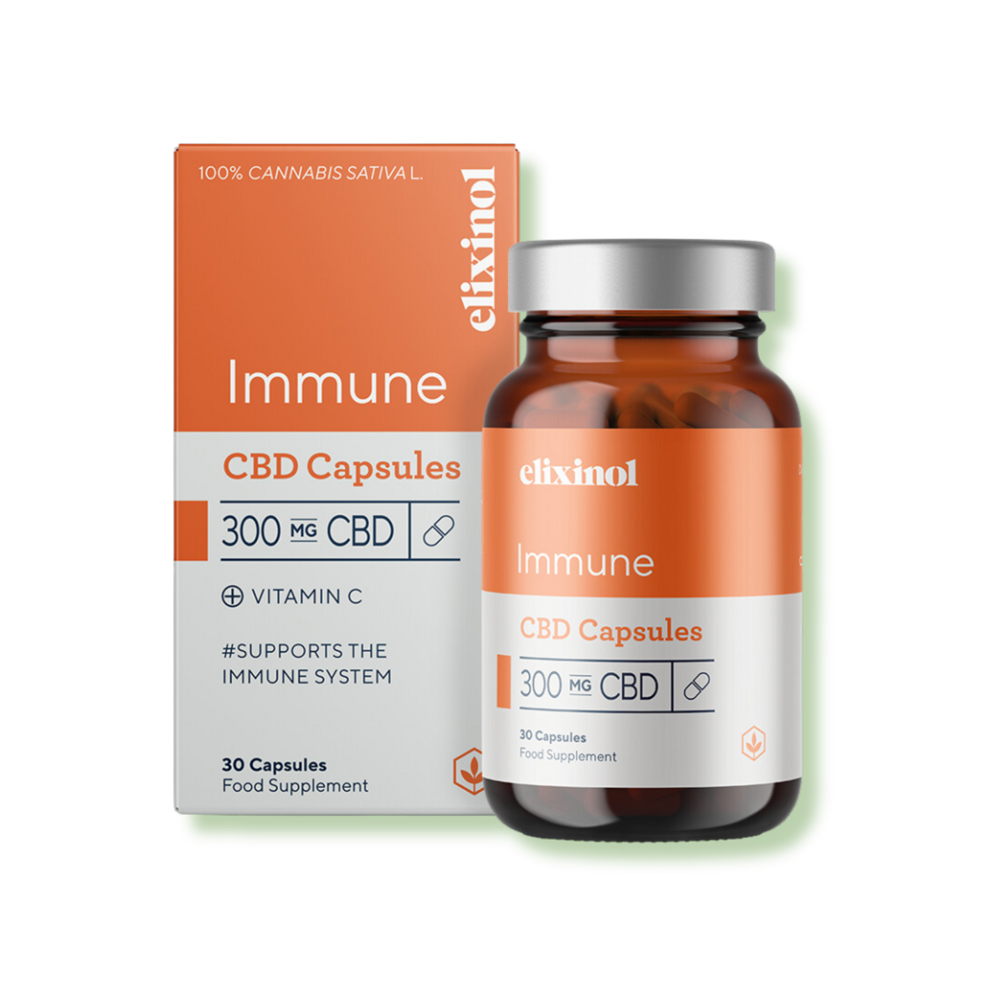 Elixinol Wellness Supplements Immune CBD Capsules with Vitamin C