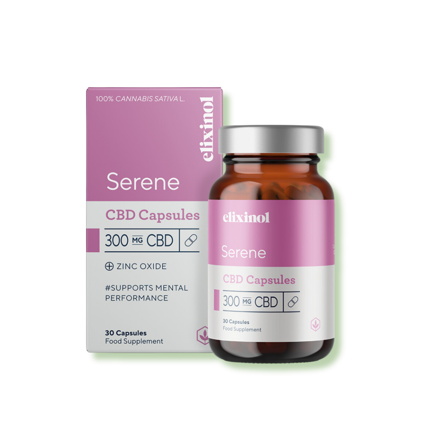 Elixinol Wellness Supplements Serene CBD Capsules with Zinc Oxide